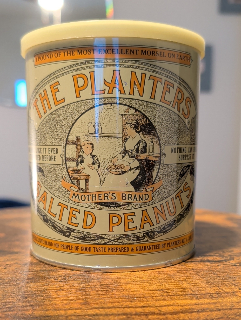 Planters Salted Peanuts Decorative Tin - Cream/Yellow
